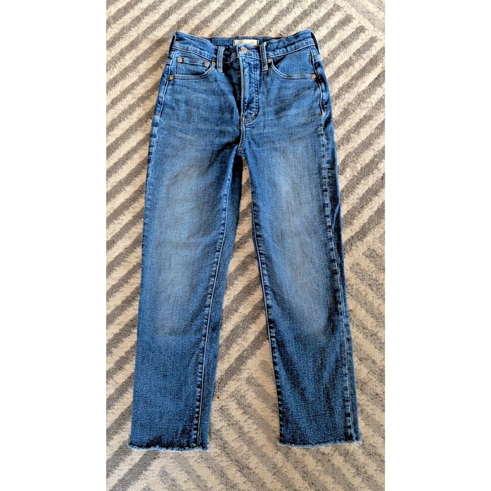 Madewell The Perfect Vintage Crop Jeans High Rise Medium Wash with Raw Hem 23